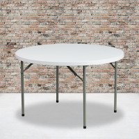 Flash Furniture 48'' Round Granite White Plastic Folding Table DAD-YCZ-122R-GG